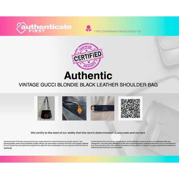 Certified Authentic Vintage Gucci Blondie Black Leather Flap Shoulder Bag, COA - Picture 11 of 11